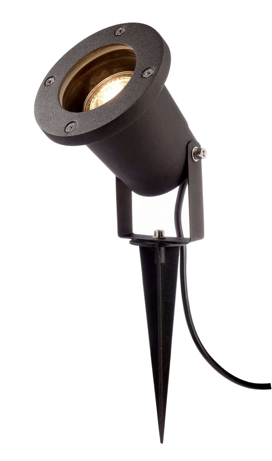 Erdspießstrahler Lomi GU10 7W Schwarz IP65 Außenleuchte mit Kabel